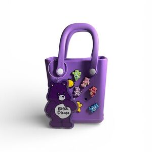 CareBear Small TotePurple Bag with Charms and Removable Bad Word CareBear Charm